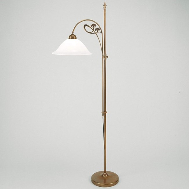 Staande Lamp Jugendstil in brons met wijde glaskap