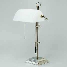 Banker Lamp Modern Mat Nikkel | Opaal Wit