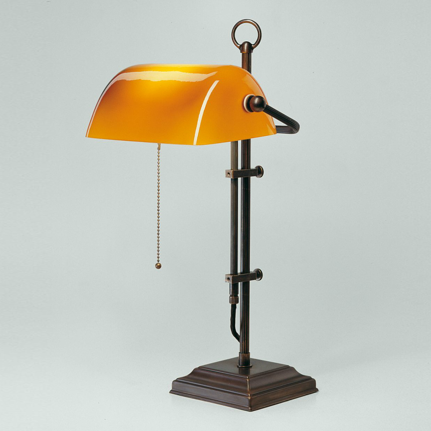 Banker Lamp Classic Square | Verstelbaar | Brons en Cognac