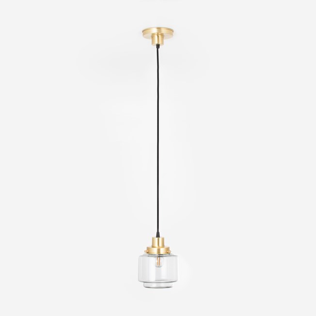 Hanglamp aan snoer Getrapte Cilinder Small Helder 20's Messing