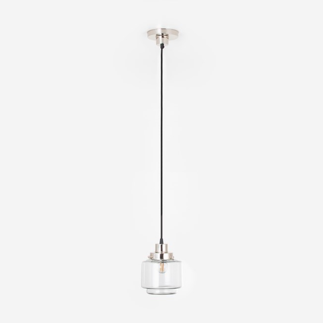 Hanglamp aan snoer Getrapte Cilinder Small Helder 20's Nikkel