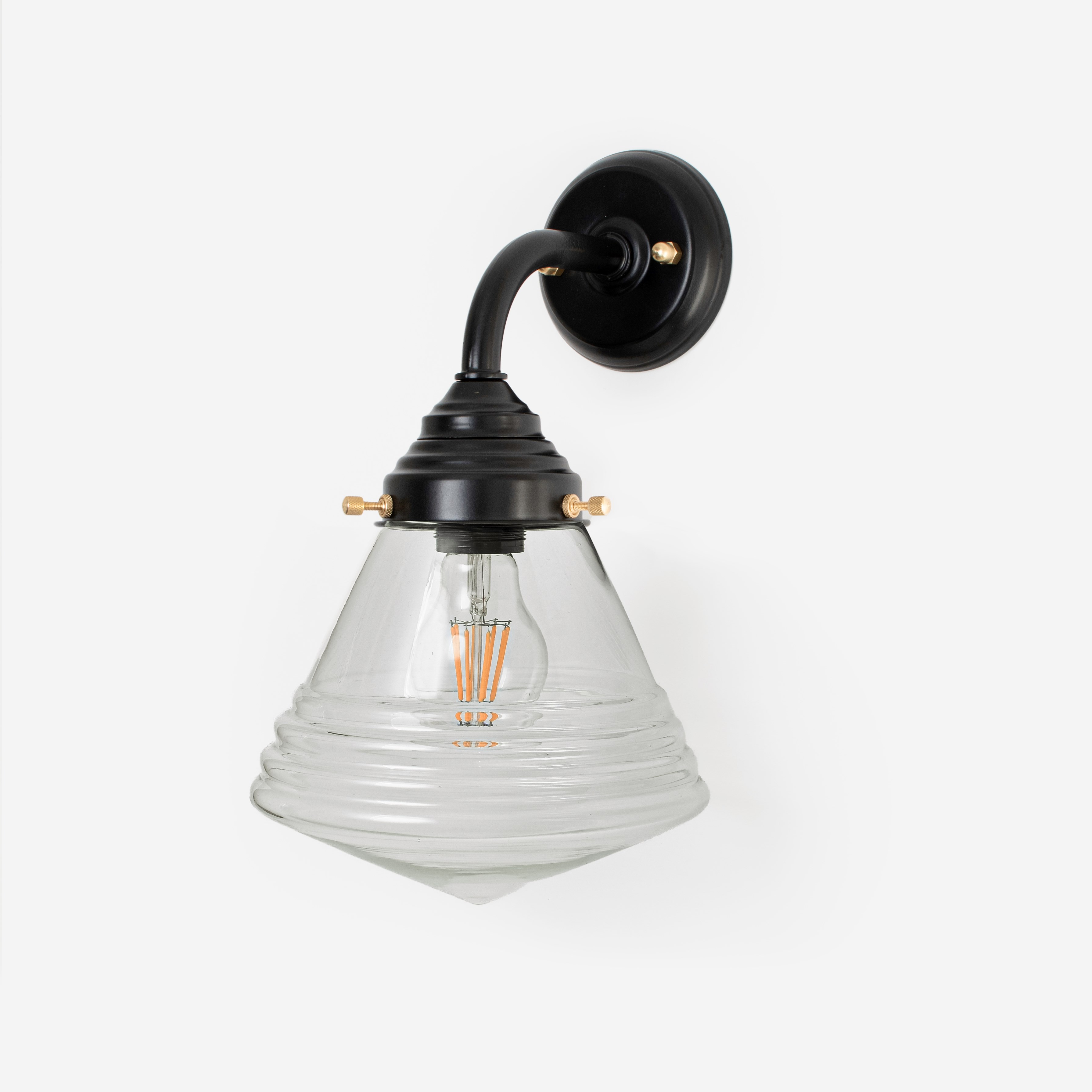 Buitenlamp - Wandlamp Luxe School Small Helder Curve Zwart