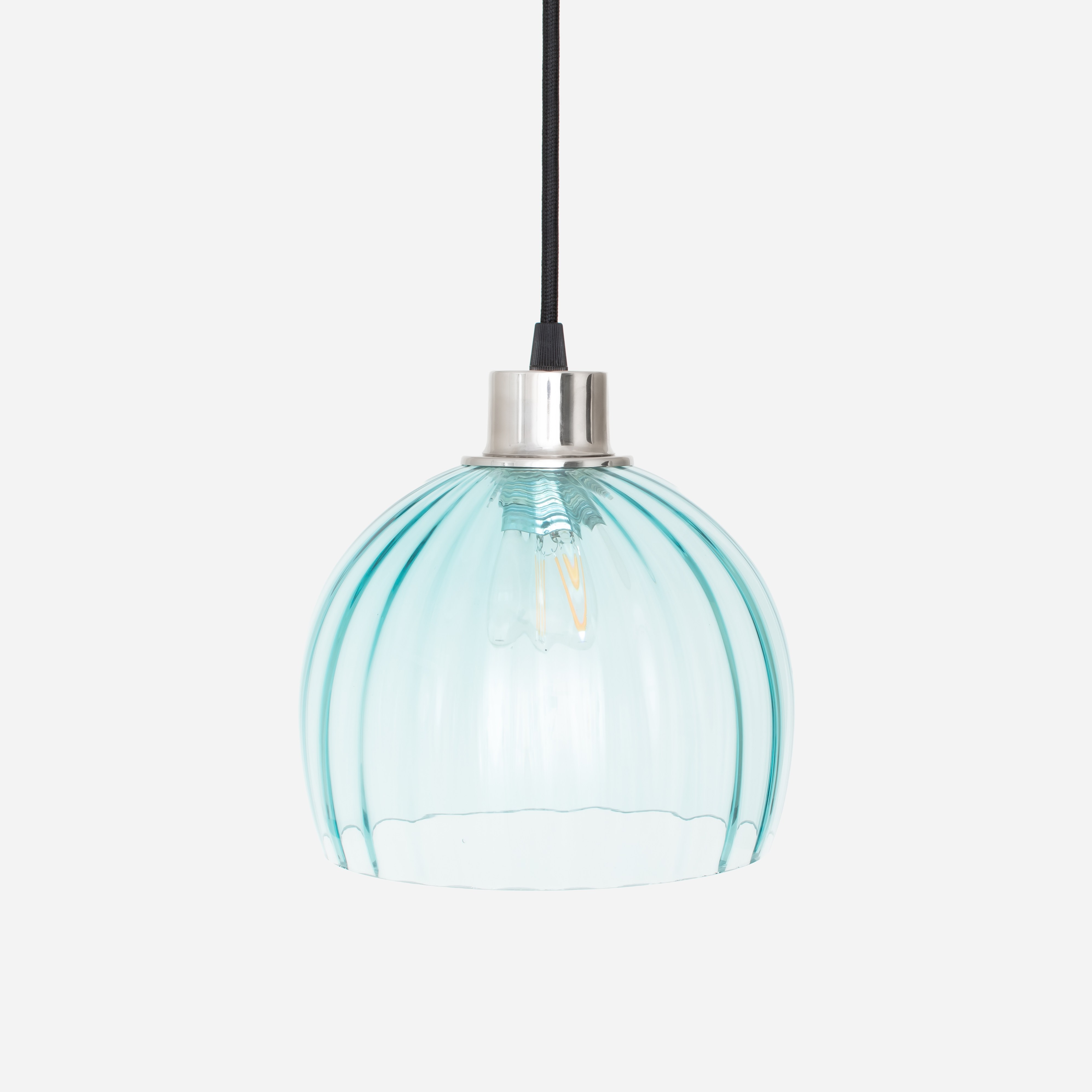 Hanglamp aan snoer Calabash Medium Blue Ballet 20's Nikkel