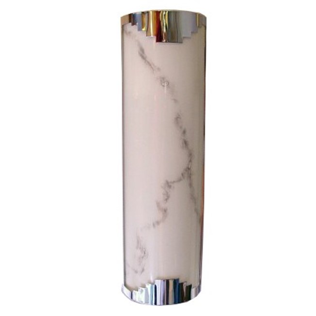 Wandlamp Aruba met glanzend nikkel armatuur en roomwit gemarmerd glas met grijze ader