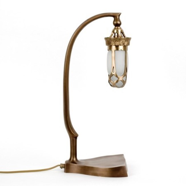Tafellamp Jugendstil Unica in Brons met kleine glaskap